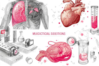 illustrate custom realistic medical art for commercial use