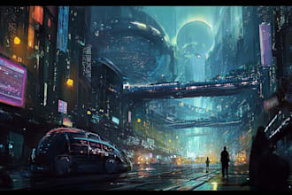 design an illustration of futuristic cyberpunk city