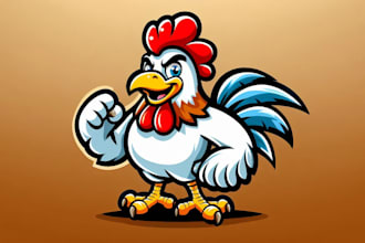design super chicken mascot logo with satisfaction guaranteed