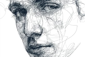 do scribble art, abstract line portrait
