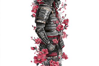 draw a professional japanese, asian style tattoo design