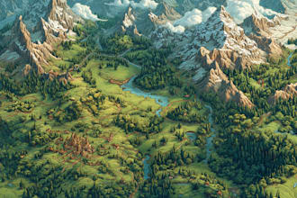 draw a custom fantasy map for fantasy,  book or boardgamey