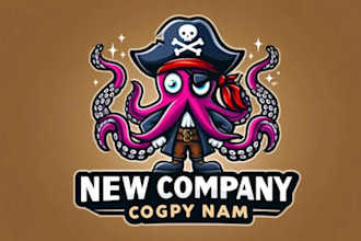 creative cartoon pirate octopus mascot logo for  business