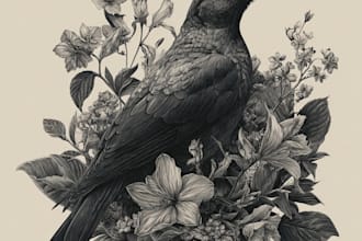 draw an animal and botanical illustration
