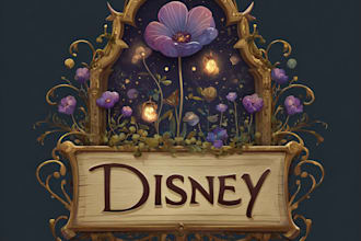design a fantasy, whimsical and disney style for novel title and logo