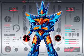 draw mecha robot character sheet design