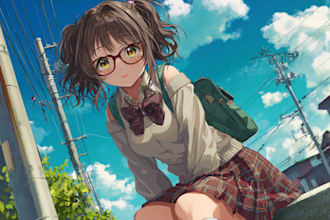 create an anime character illustration for commercial use