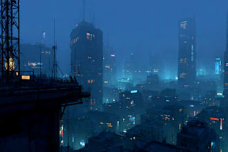 make a illustration of futuristic cyberpunk city