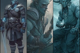 draw dnd character art, fantasy illustration or concept art