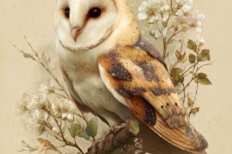 draw an animal and botanical illustration