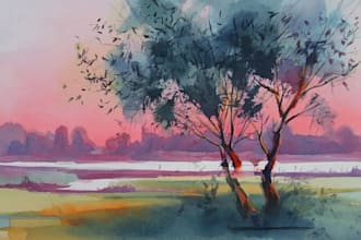 paint original watercolor landscape painting