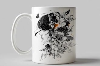 create a custom coffee mug design or coffee cup design