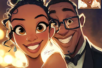do cute disney cartoon portrait