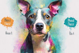 draw a rainbow watercolor portrait of your pet