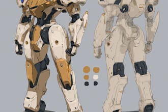 design robots and concept art of futuristic