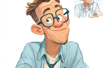 draw your portrait in disney cartoon style caricature