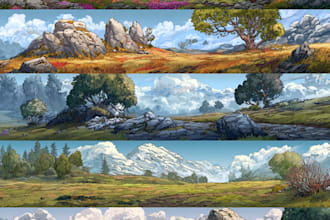 design 2d game concept art background and environment