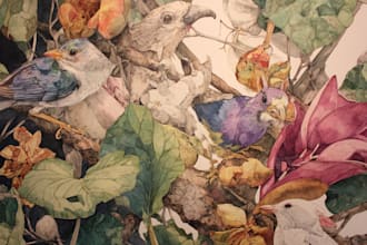 do watercolor painting of animals, botanicals, people