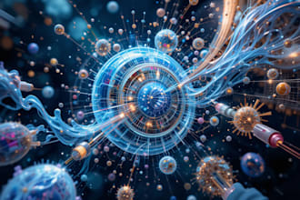 do 2d  scientific illustrations, graphic abstract scientific
