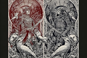 create dark art medieval detailed hand drawn illustration