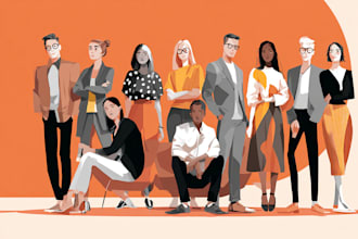 create an vector flat illustration people corporate art