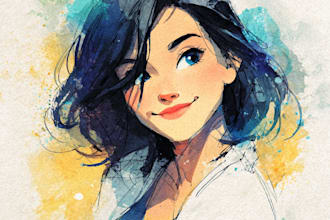 draw a disney watercolor cartoon portrait style