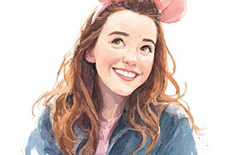 draw a disney watercolor cartoon portrait style