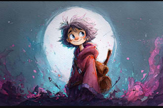 make a digital watercolor character art or furry for you