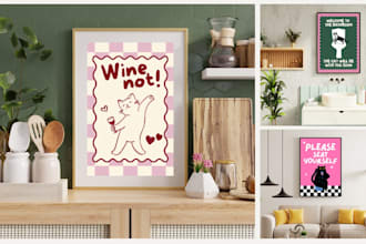 design trendy wall art or posters for etsy shop or home