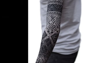 create sleeve tattoo design in geometric style