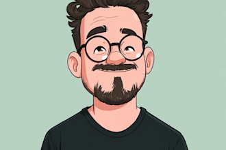 create minimalist cartoon caricature, flat avatar headshot