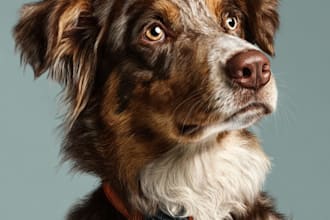 do realistic digital pet portrait dog, cat, horse