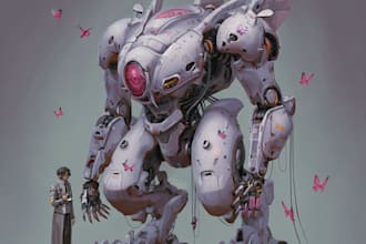 design robots and concept art of futuristic mecha