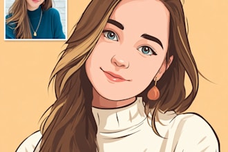 draw your photo to cartoon portrait avatar vector