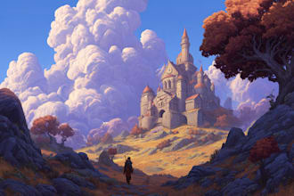 draw a fantasy nature scene, or a landscape
