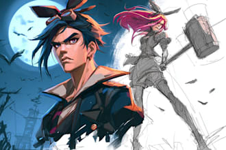 draw anime and game style characters art