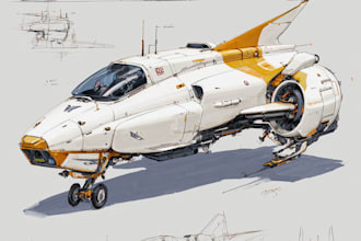 draw spaceship concept art or design a starship or scifi vehicle