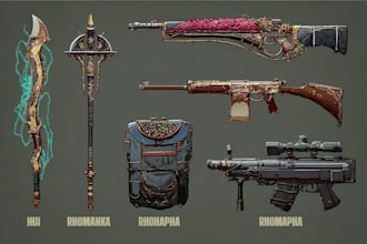 design creative concept art of weapons and items