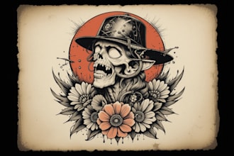 create any design in old school tattoo style