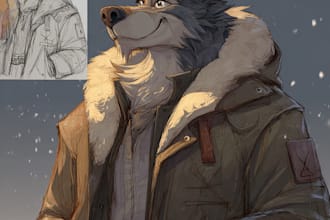 draw furry oc or fursona fan art, headshot, half body