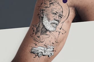 create your line art custom tattoo design and illustration