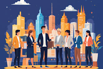 create an vector flat illustration people corporate art