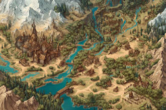 do fantasy map building line art location map