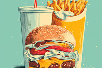 illustrate food pop art illustration for you