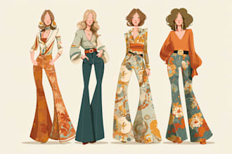 create stylish retro fashion design and vintage clothing