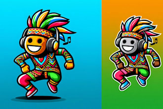 design a colorful african dance mascot logo full of culture and energy