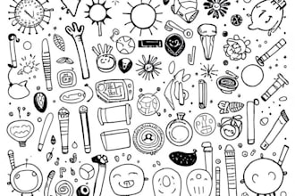 create collage of vector hand drawn doodles illustration