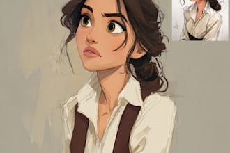 do a portrait in semi realism disney cartoon style