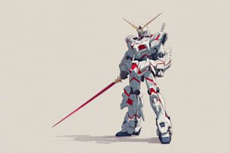 make a a nice and awesome mecha, gundam fanart