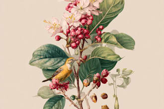 do a line art of botanical illustration and plants for you